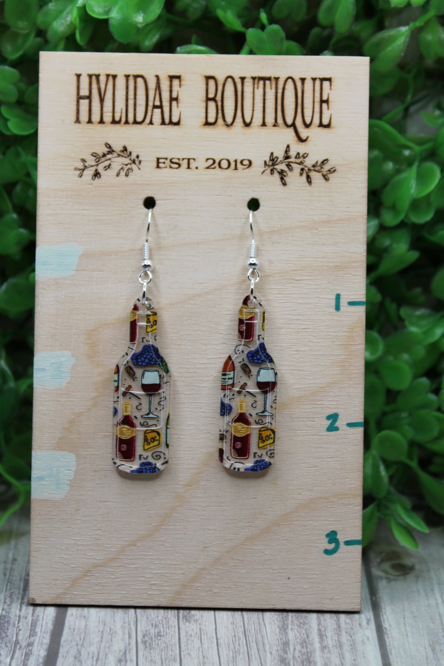 Wine & Cheese Wine Bottles • Dangle Earrings