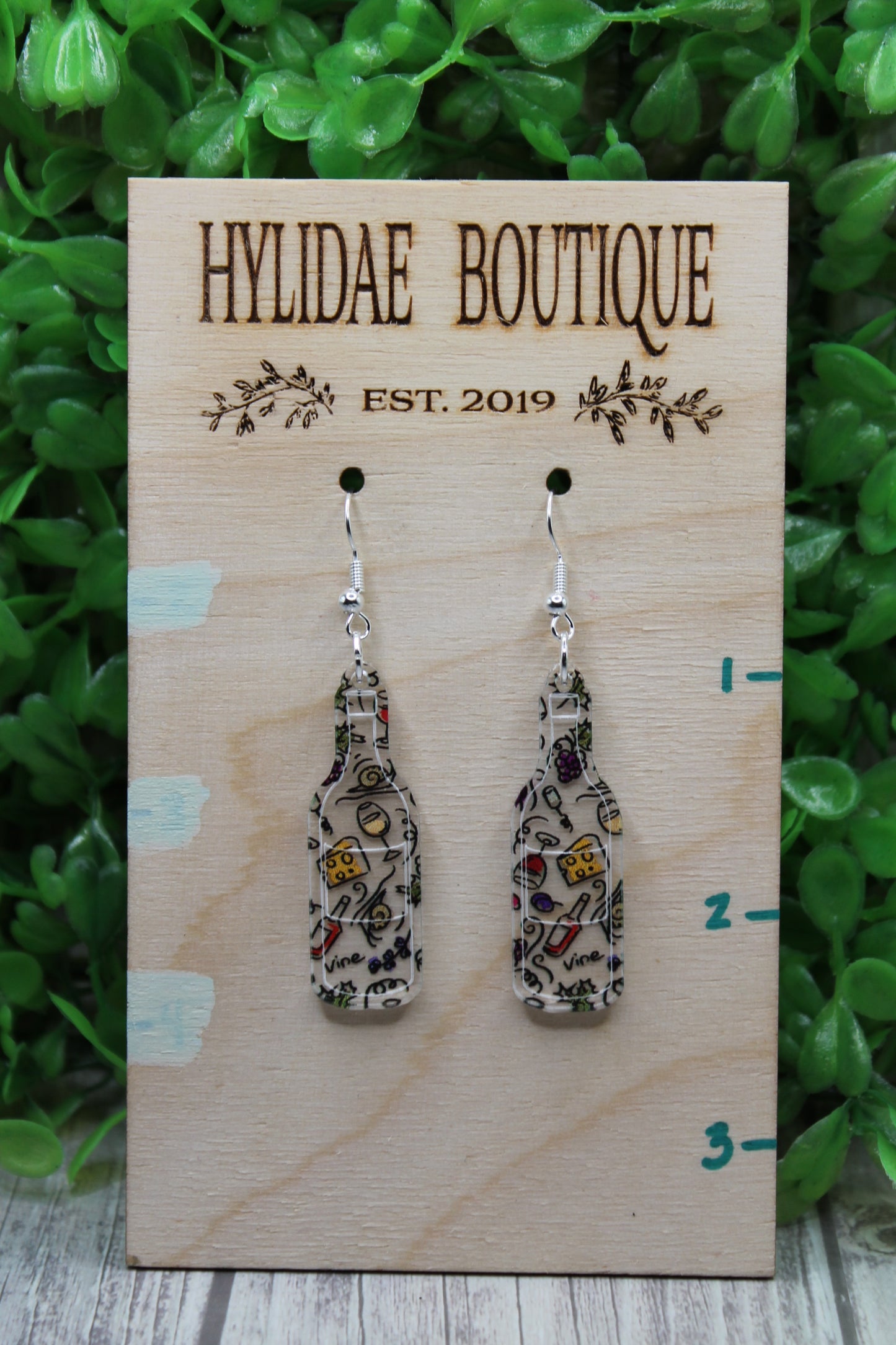 Wine & Grapes Wine Bottles • Dangle Earrings