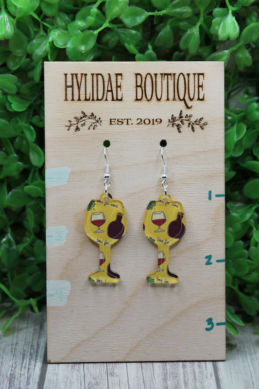 Wine Time! Wine Glasses • Dangle Earrings