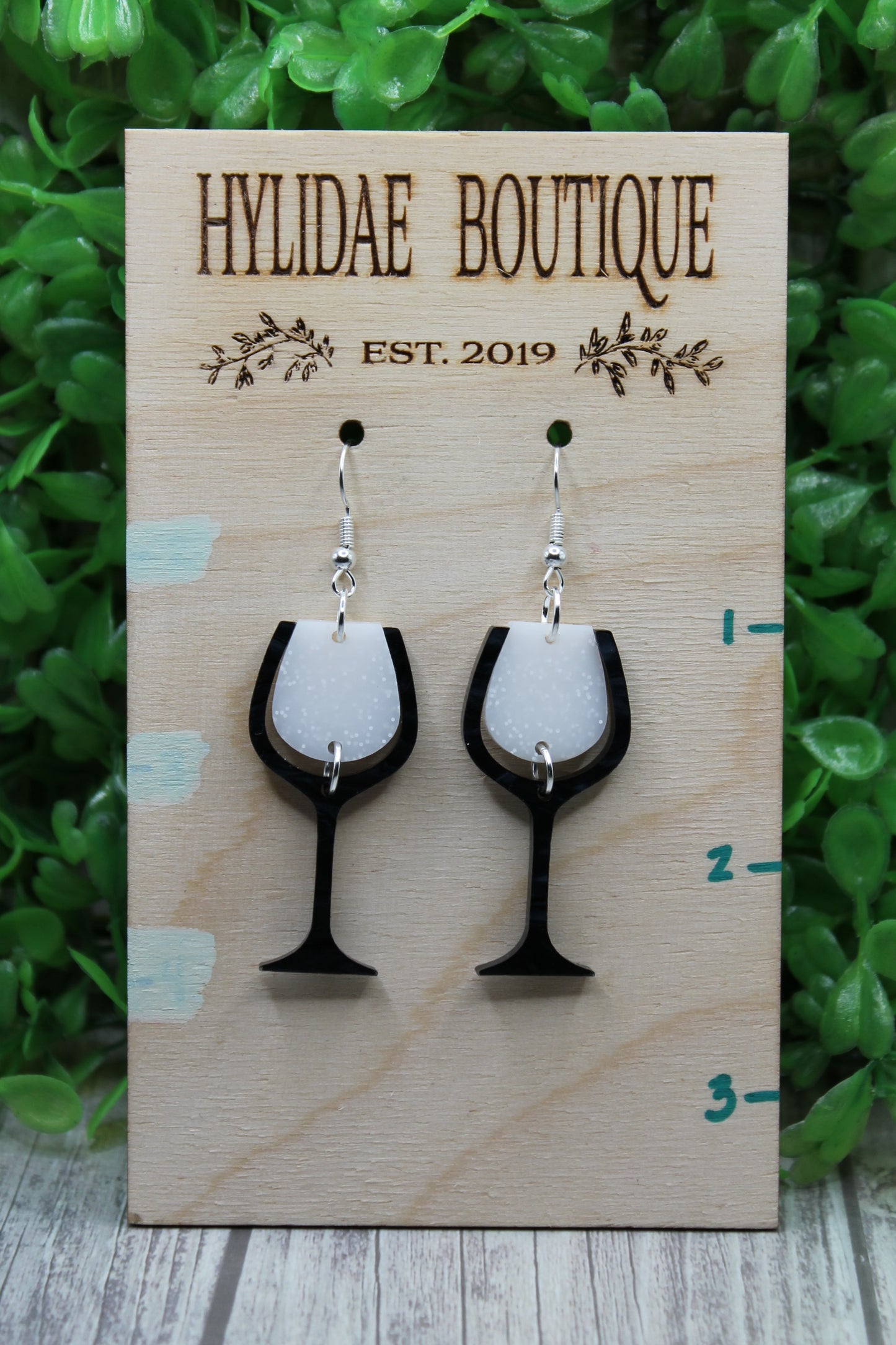 White Wine Glasses • Dangle Earrings