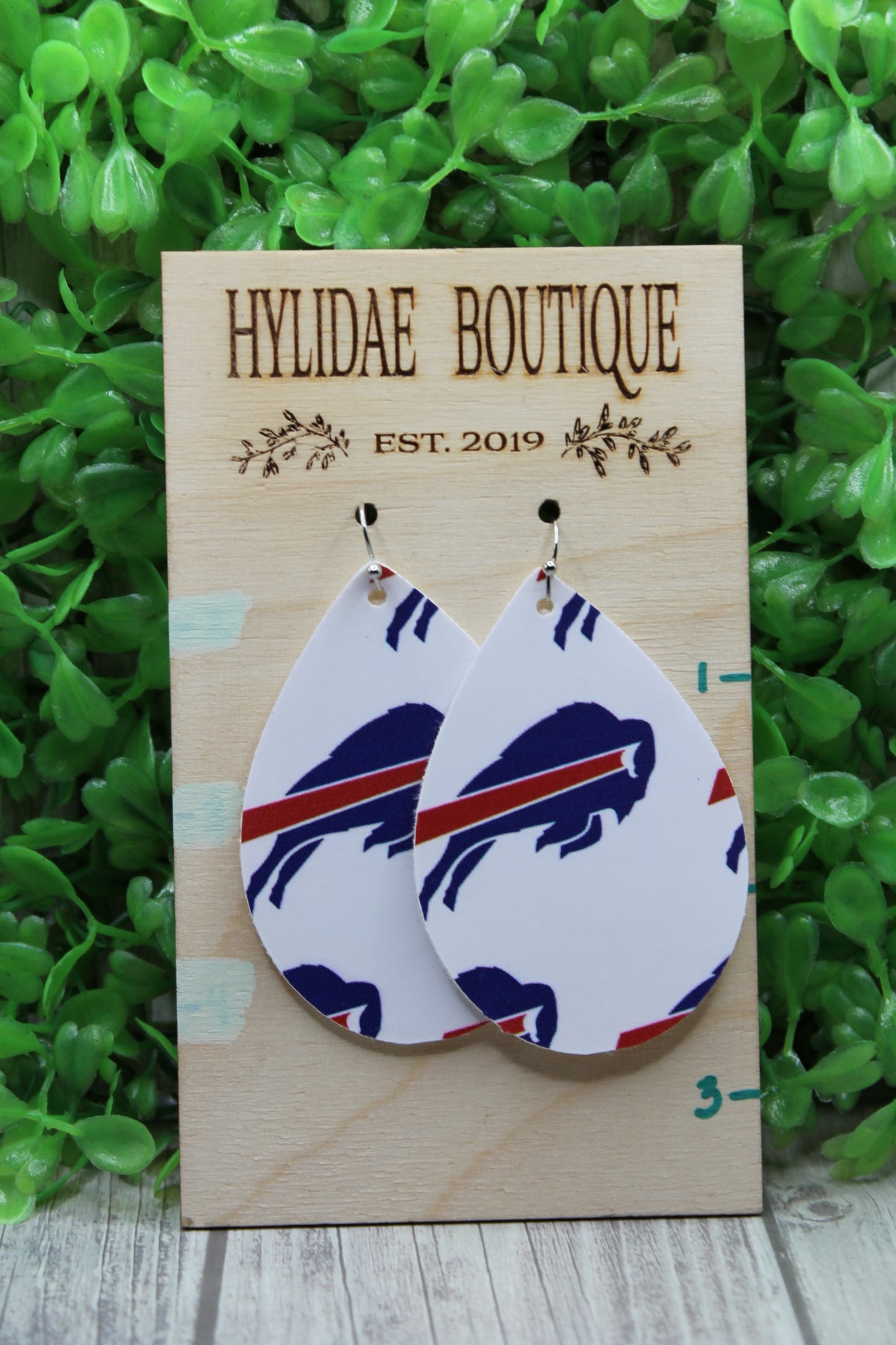 Buffalo Bills Football • Faux Leather Teardrop Dangle Earrings