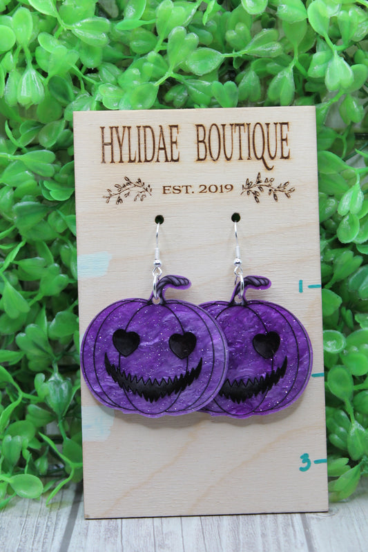 Purple Galaxy Jack-O-Lanterns • Dangle Earrings