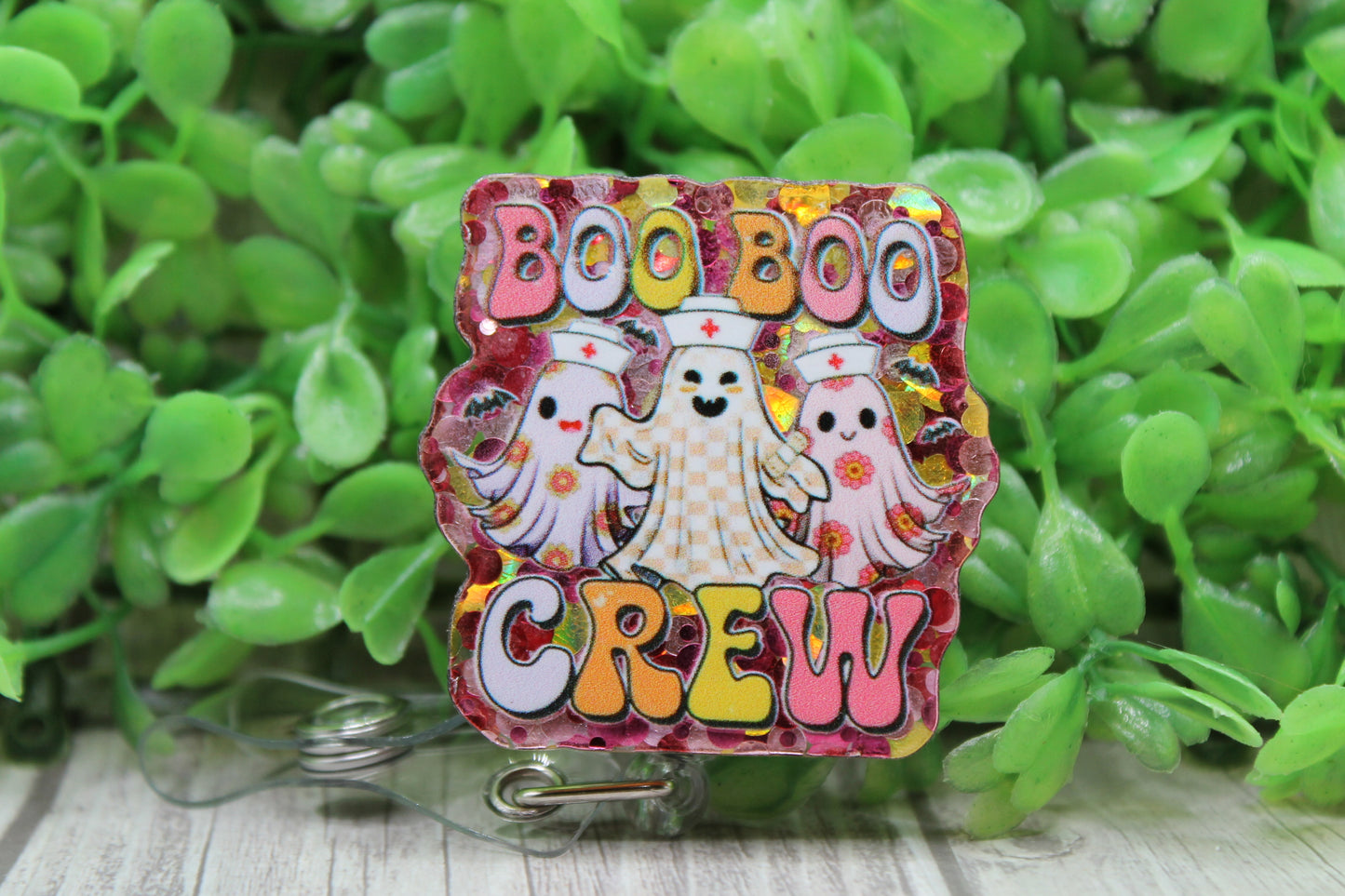 Boo Boo Crew Nurse Ghosts • Badge/ID Holder with Clip