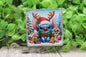 Christmas Reindeer Stitch Square • Badge/ID Holder with Clip