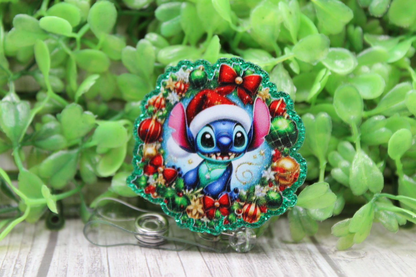 Christmas Wreath Stitch • Badge/ID Holder with Clip