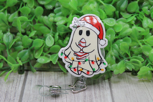 Christmas Ghost • Badge/ID Holder with Clip