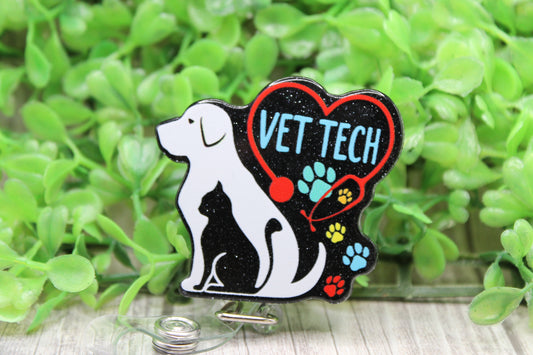 Vet Tech Heart • Badge/ID Holder with Clip