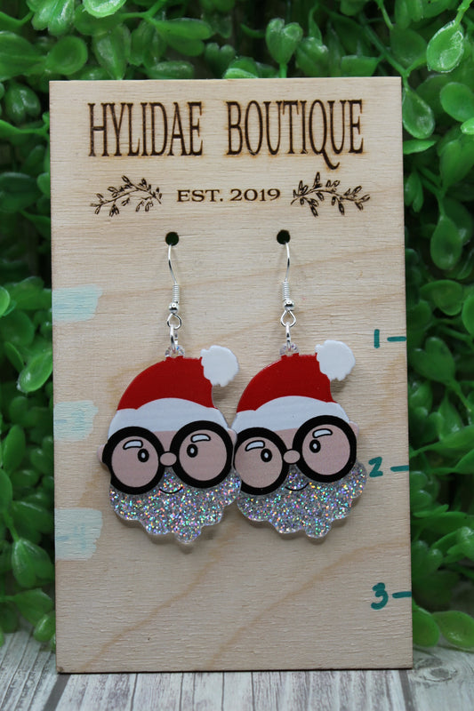 Santa with Glasses • Dangle Earrings