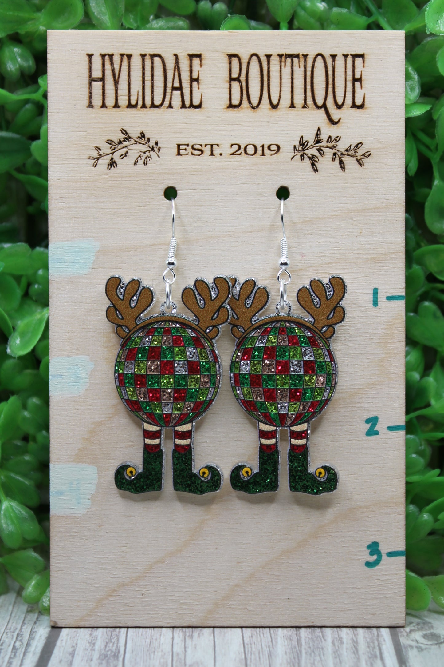 Reindeer Disco Ball Elf • Dangle Earrings