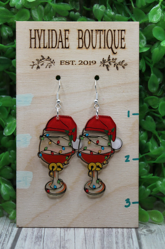 Christmas Wine Glasses • Dangle Earrings