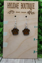 Peach Glitter Paw Prints || Dangle Earrings