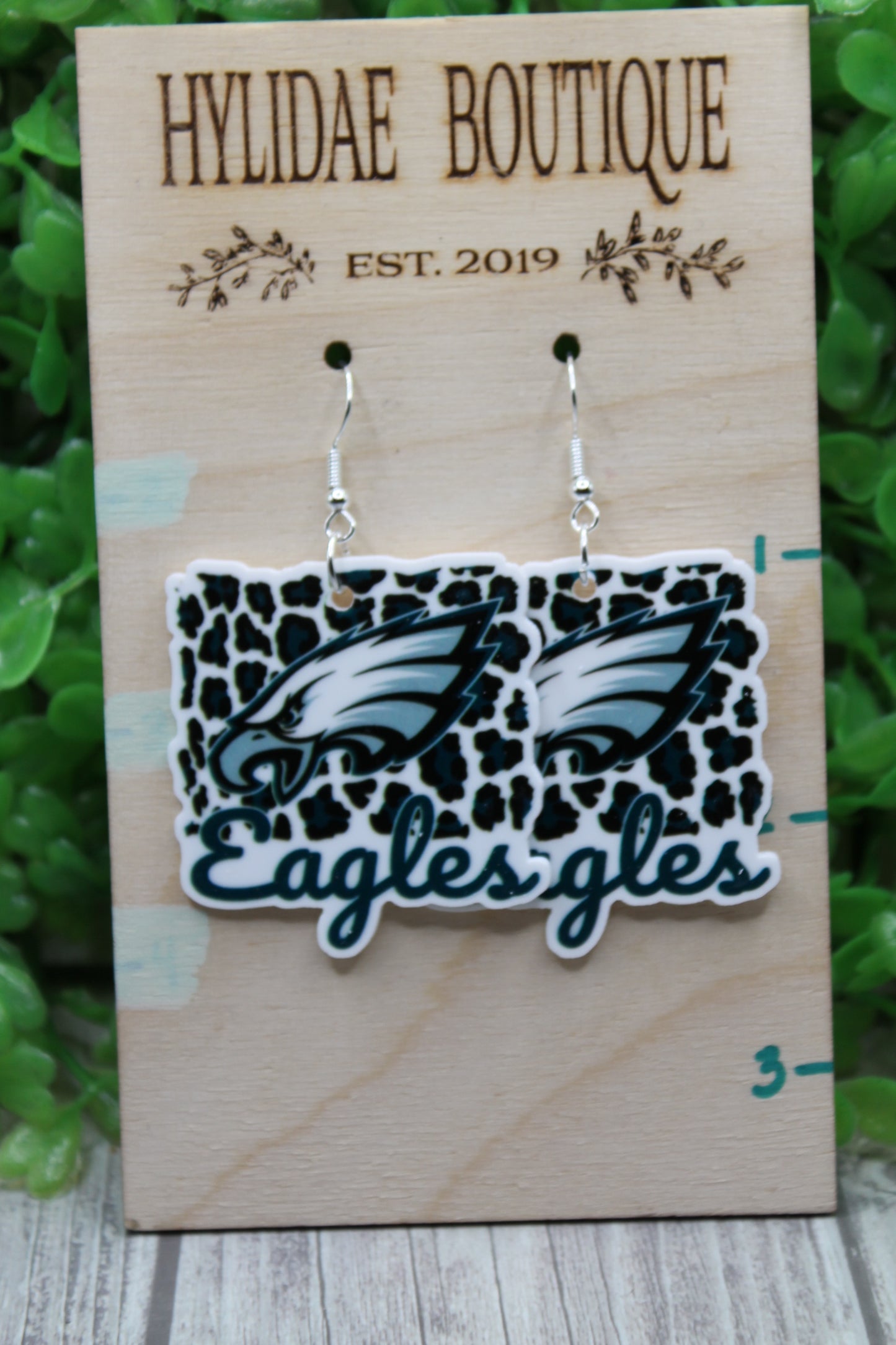 Football Eagles on Leopard • Dangle Earrings