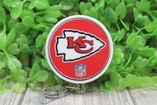 Football KC Chiefs Circle • Badge/ID Holder with Clip