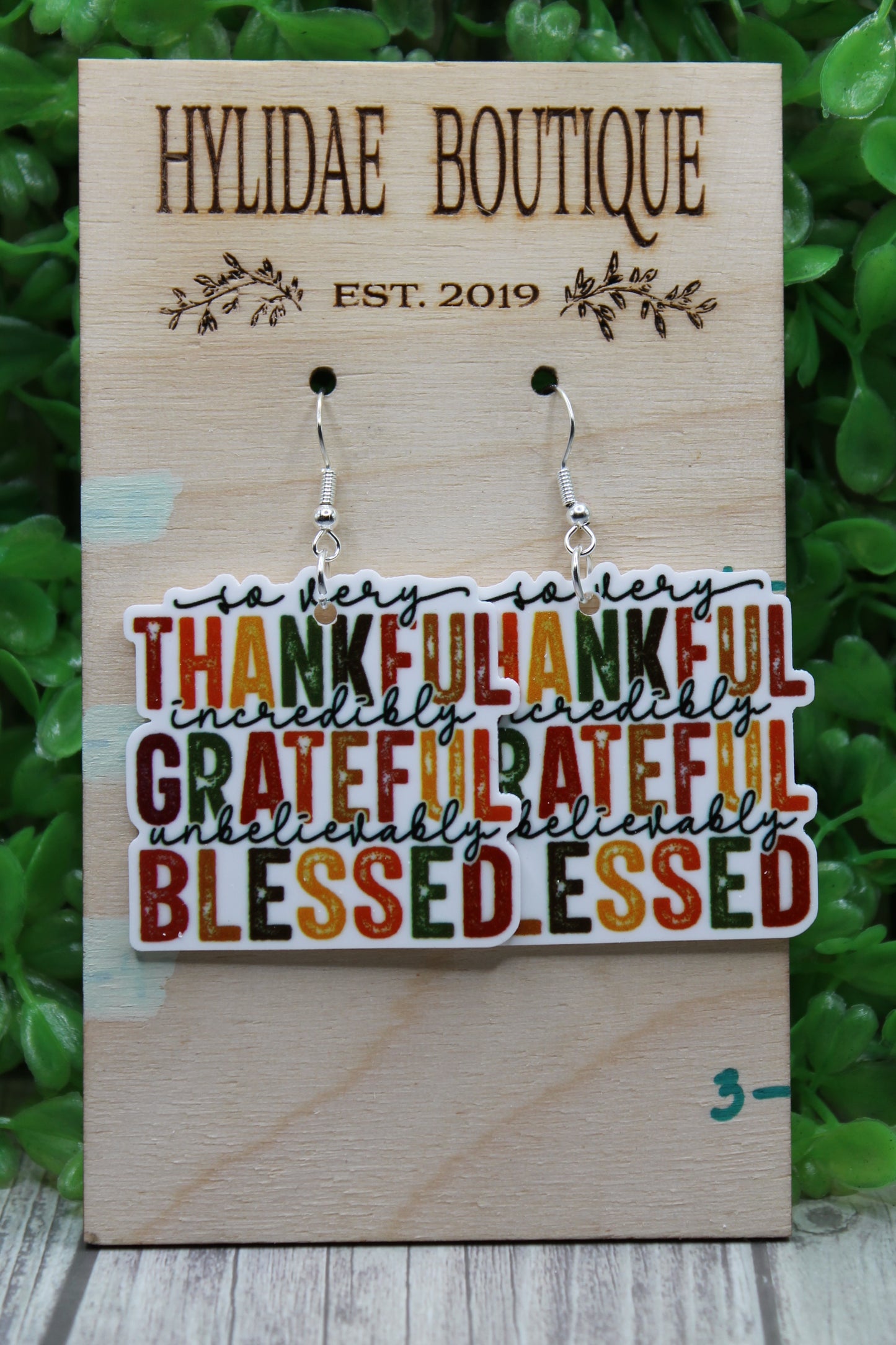 Thankful Grateful Blessed • Dangle Earrings