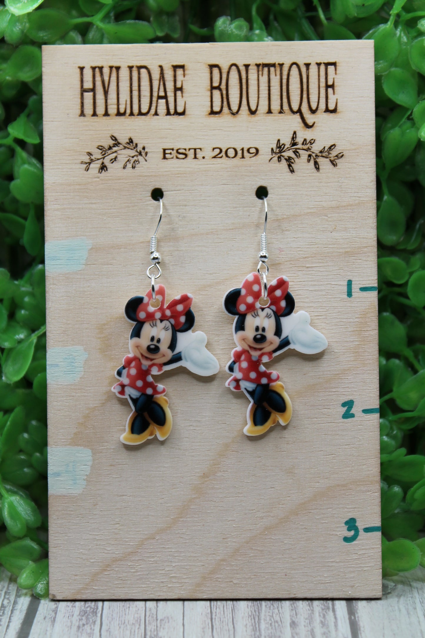 Red Polka Dot Mouse Waving • Dangle Earrings