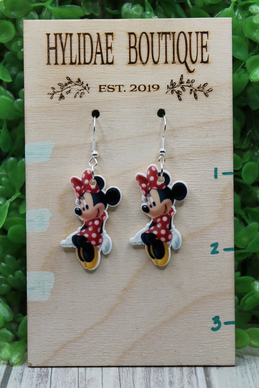 Red Polka Dot Mouse • Dangle Earrings