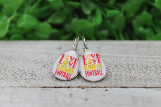 Live Love Chiefs Football • Teardrop French Lever Earrings