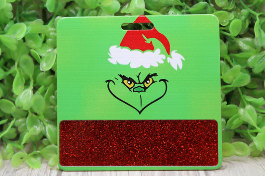 Santa Hat Mr. Grumps • Badge Buddy with Blank Area for Monogramming