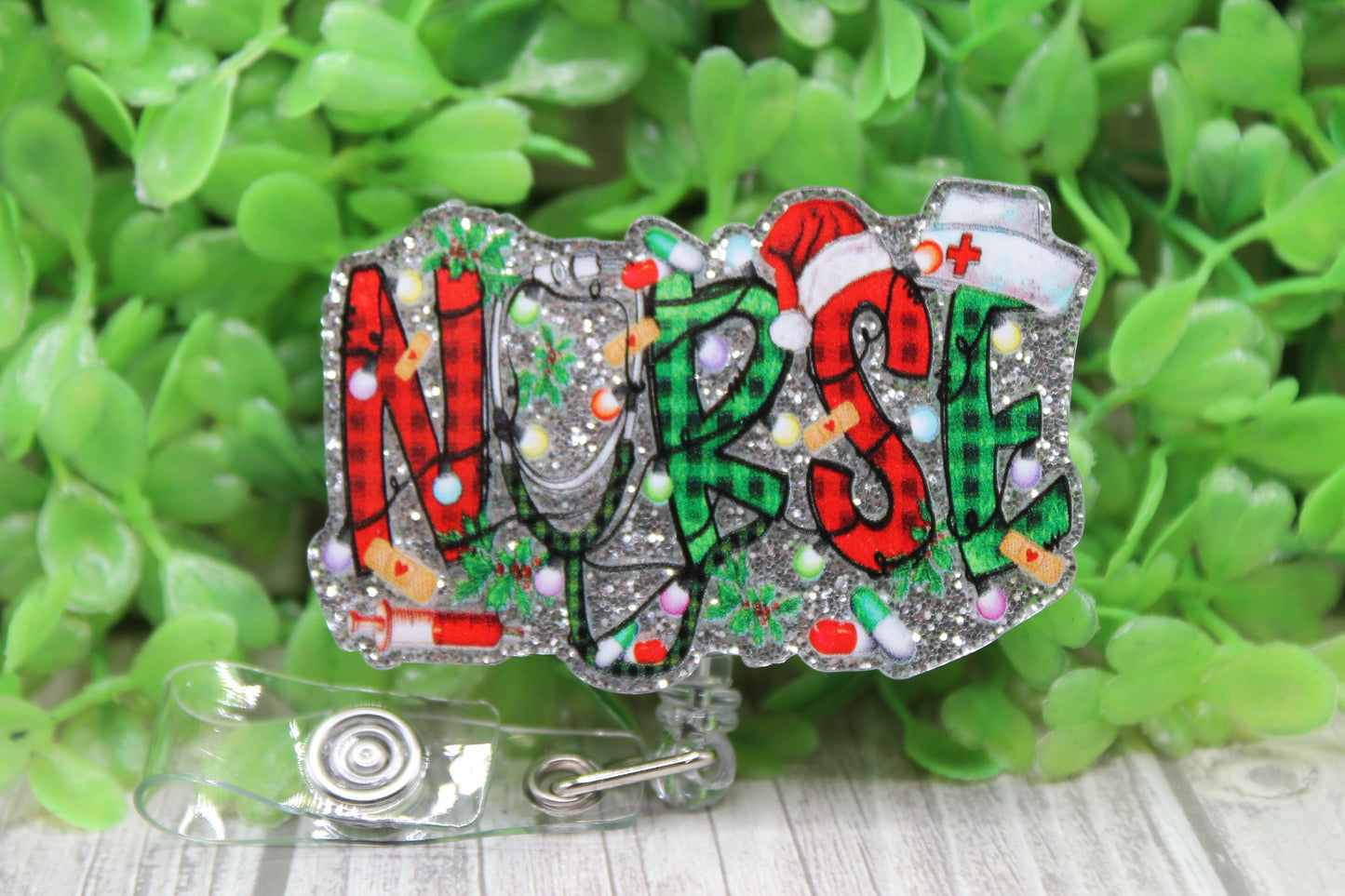 NURSE Christmas • Badge/ID Holder with Clip