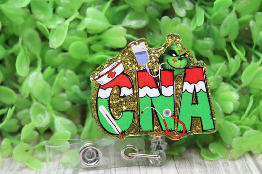 CNA Christmas Grinchmas • Badge/ID Holder with Clip