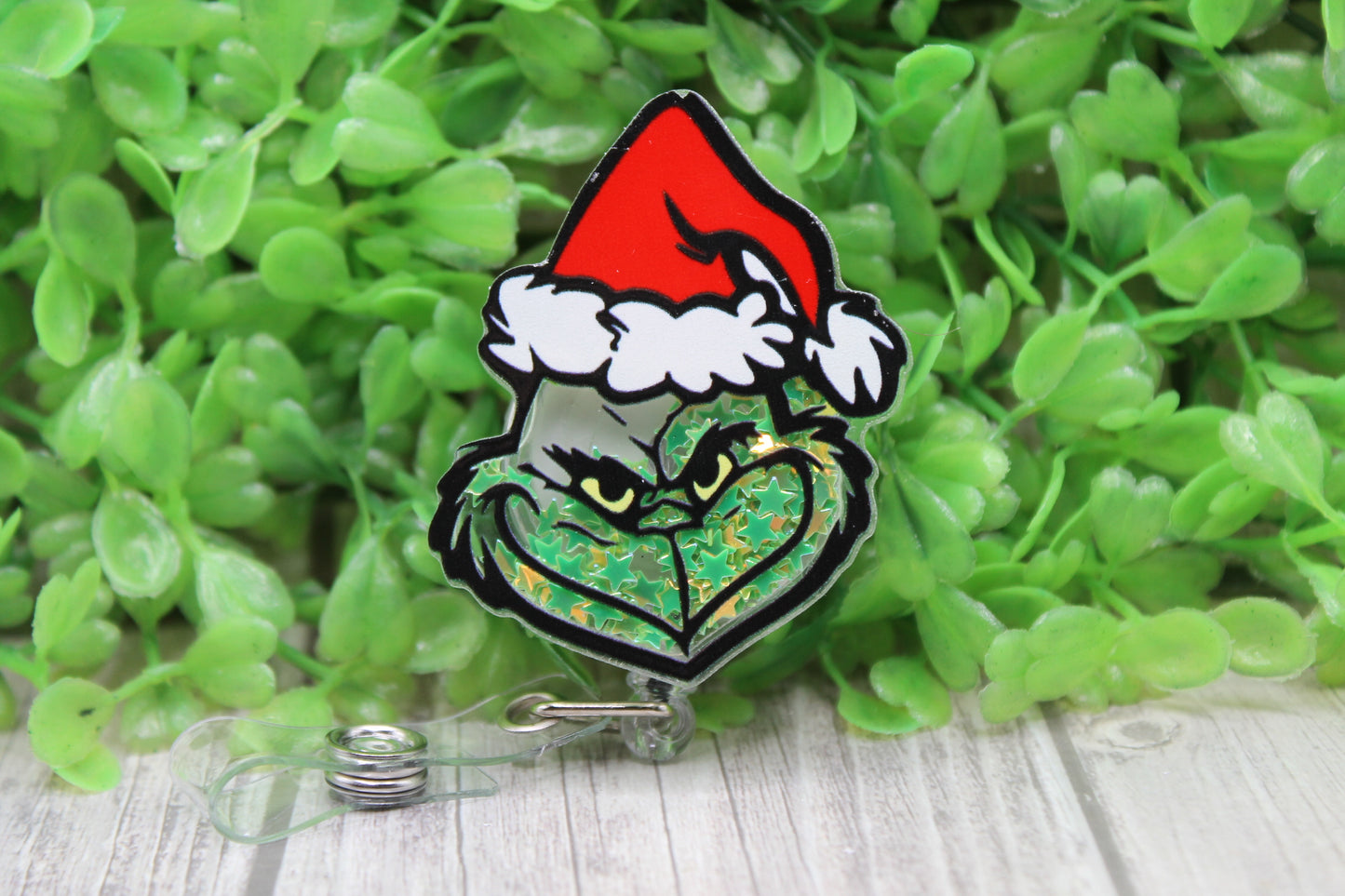 Santa Hat Grumps • Badge/ID Holder with Clip