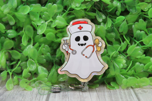 Ghost Nurse • Badge/ID Holder with Clip