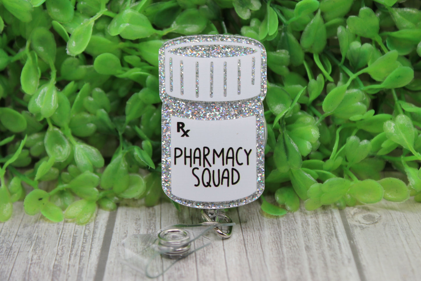 Pharmacy Squad Silver Glitter • Badge/ID Holder with Clip