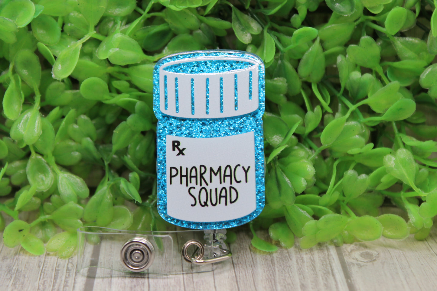 Pharmacy Squad Blue Glitter • Badge/ID Holder with Clip