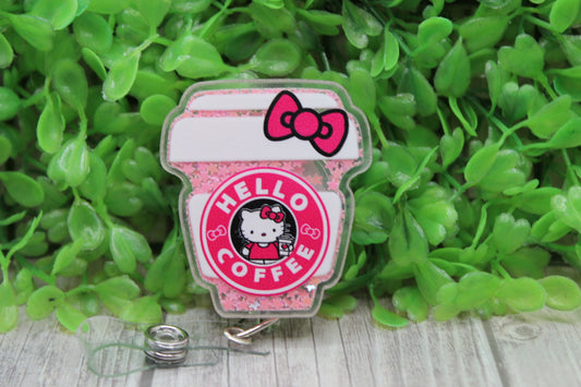 Hello Coffee Shaker • Badge/ID Holder with Clip