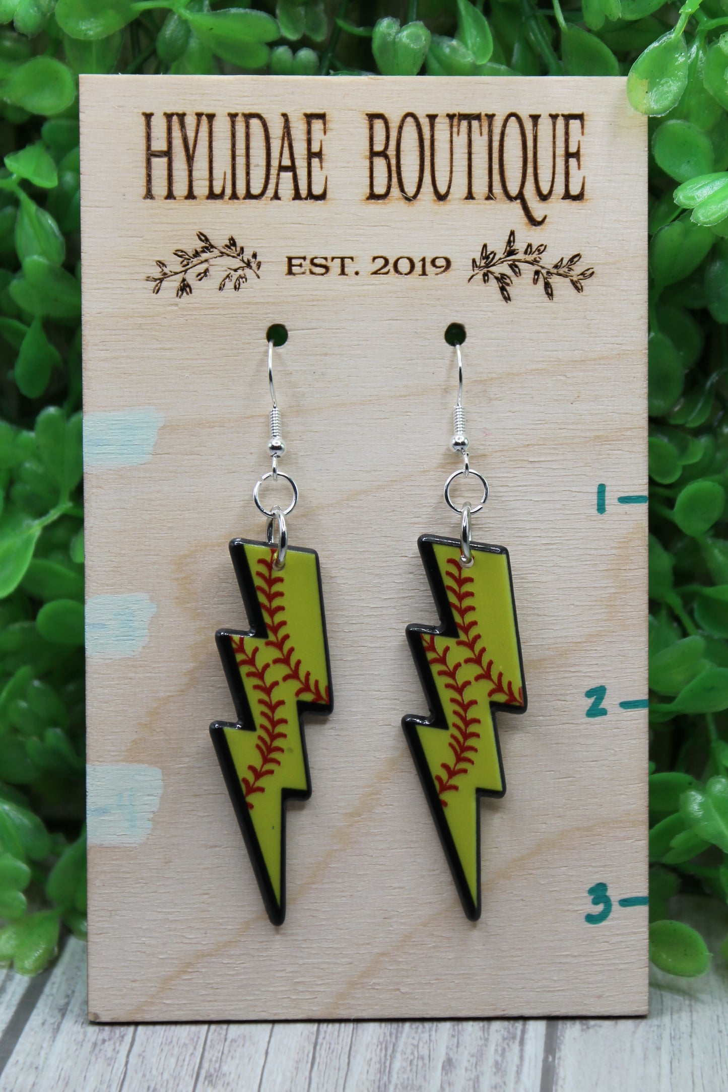 Softball Lightening Bolts • Dangle Earrings