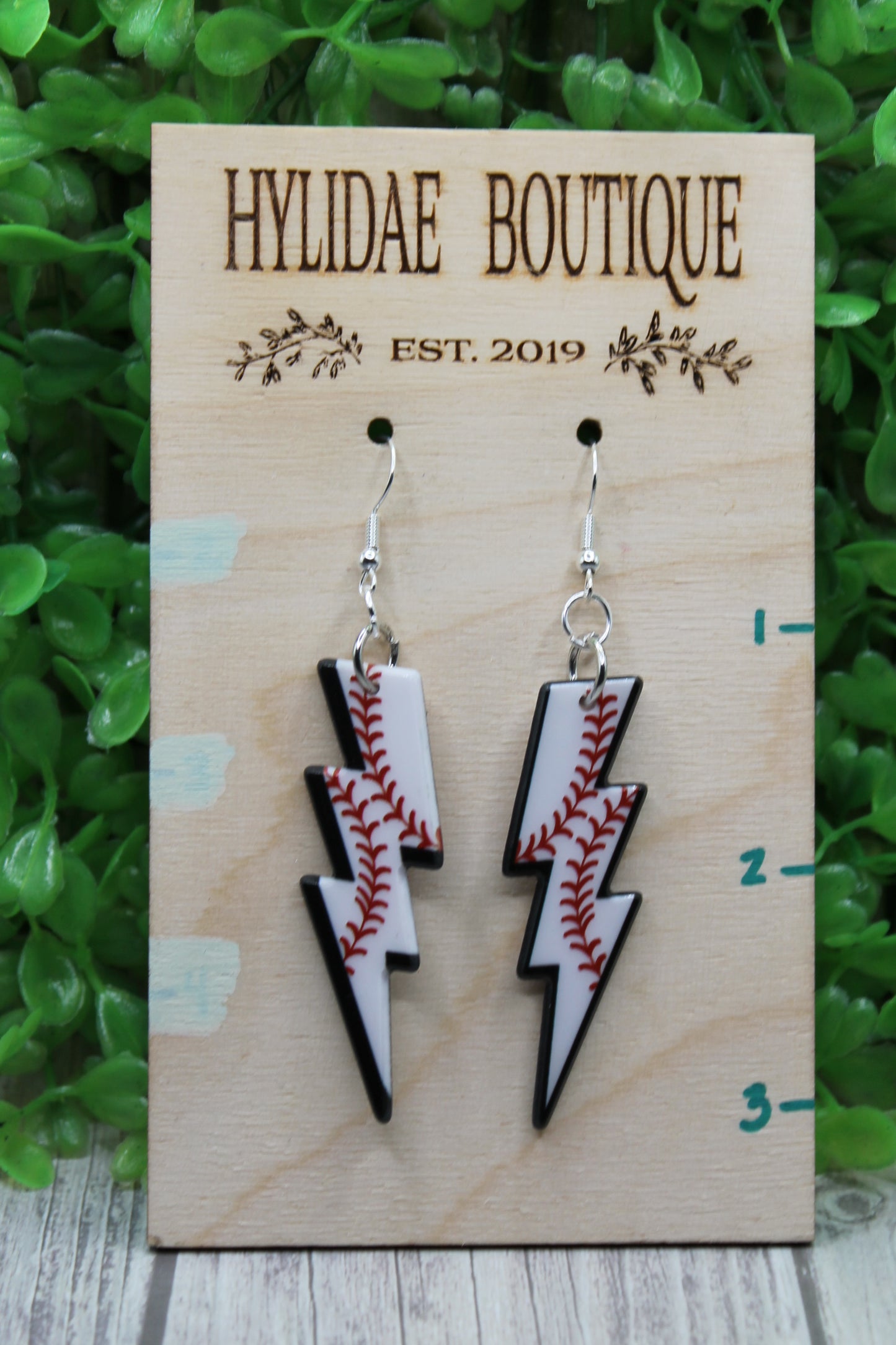 Baseball Lightening Bolts • Dangle Earrings