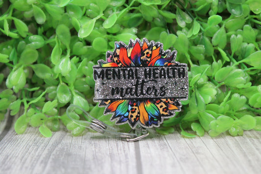 Mental Health Sunflower • Badge/ID Holder with Clip