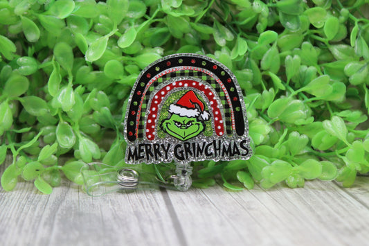 Merry Grinchmas Rainbow • Badge/ID Holder with Clip