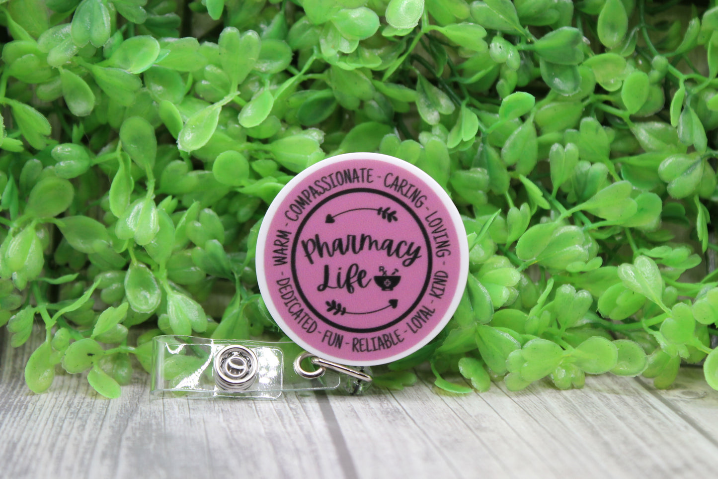 Pharmacy Life Pink Circle • Badge/ID Holder with Clip