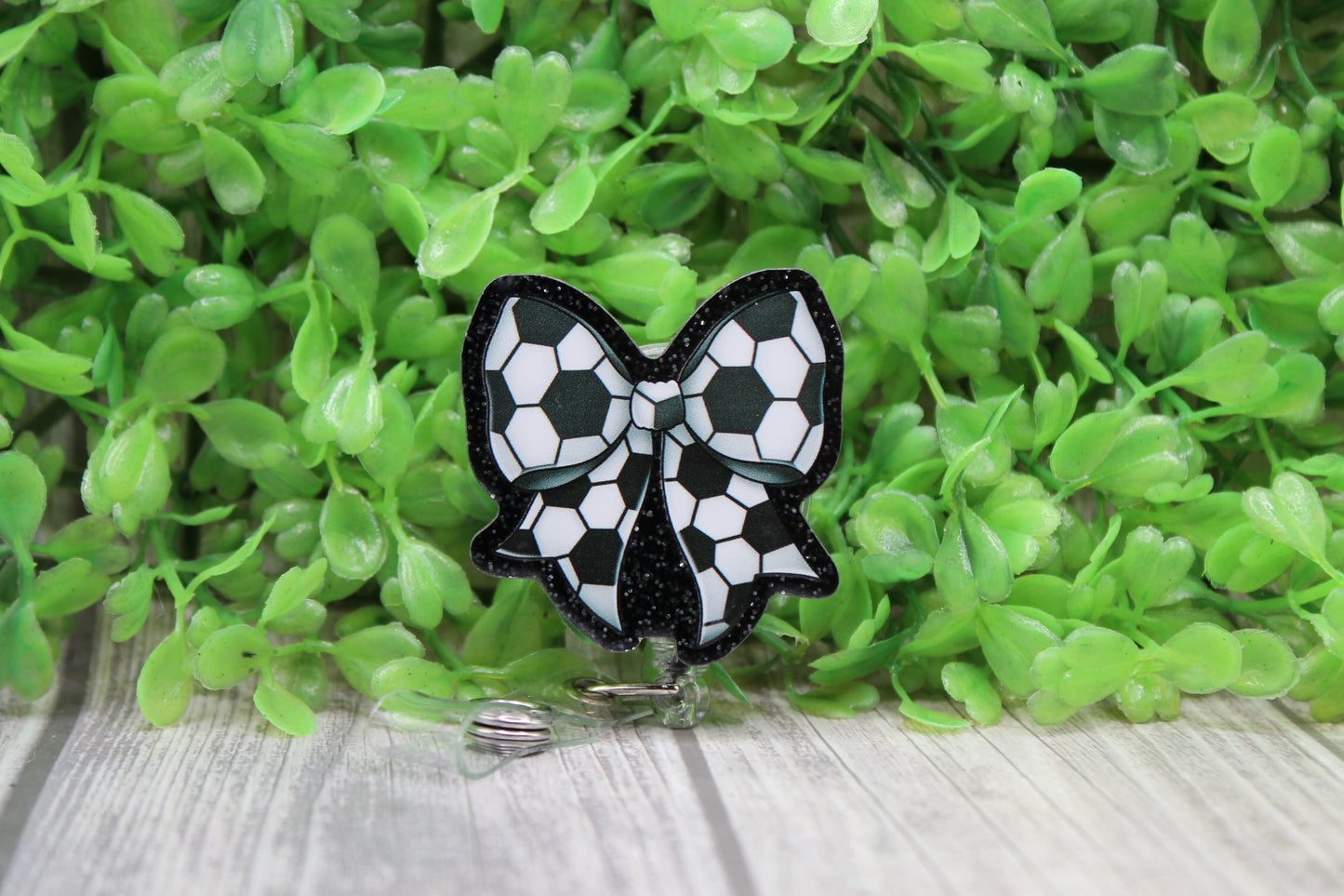 Soccer Bow • Badge/ID Holder with Clip