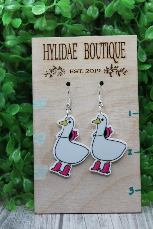 Pink Cowgirl Goose • Dangle Earrings