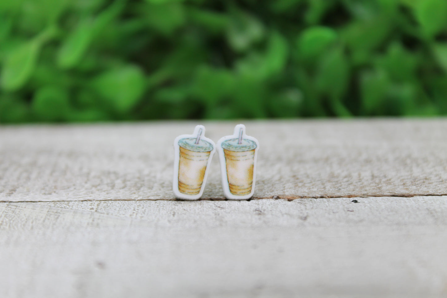 Ice Coffee with Straw • Stud Earrings