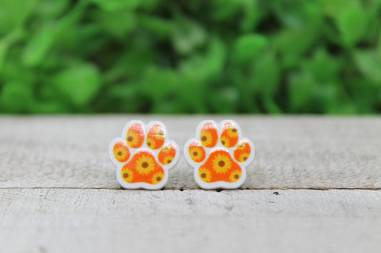 Sunflower Paw Print • Stud Earrings