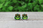 Green Grump Pumpkin with Bow • Stud Earrings