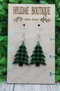 Green Plaid Christmas Tree • Dangle Earrings