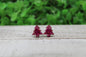 Pink Glitter Christmas Trees • Stud Earrings