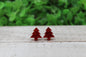 Red Glitter Christmas Trees • Stud Earrings