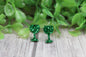 Green Glitter Wine Glasses • Stud Earrings