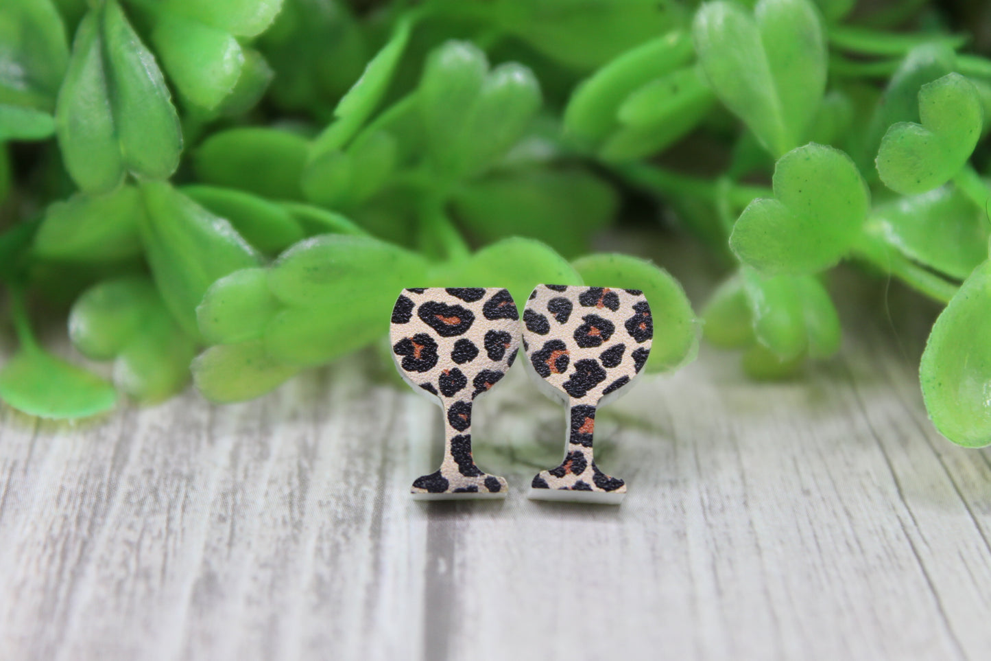 Leopard Wine Glasses • Stud Earrings