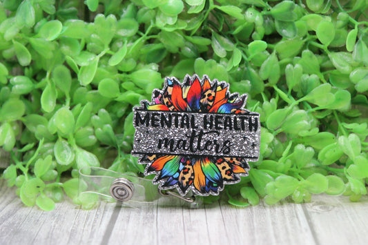 Mental Health Matters Sunflower • Badge/ID Holder with Clip