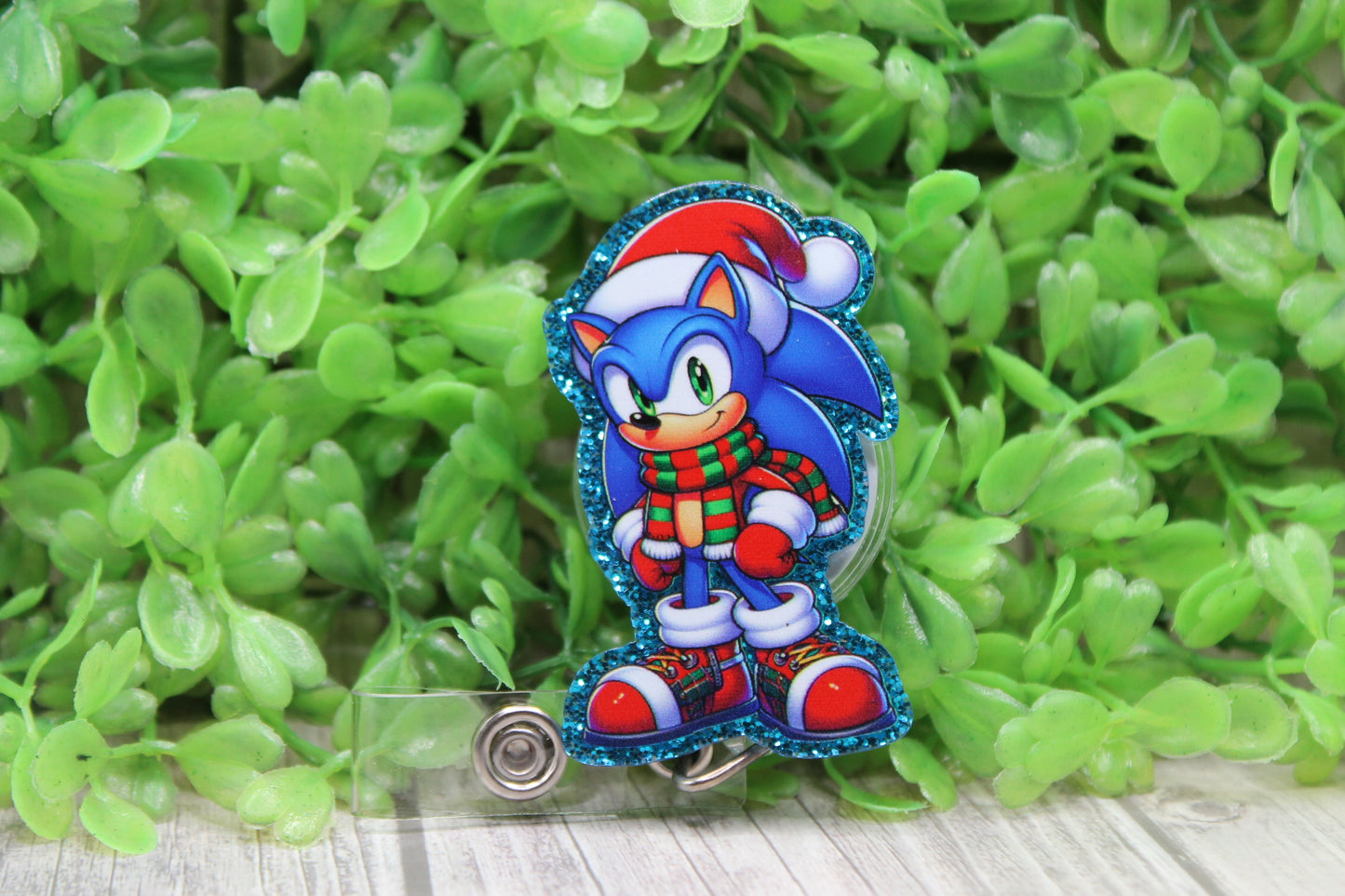 Christmas Sonic • Badge/ID Holder with Clip