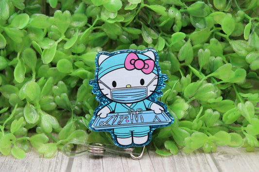 Surgery Cat • Badge/ID Holder with Clip