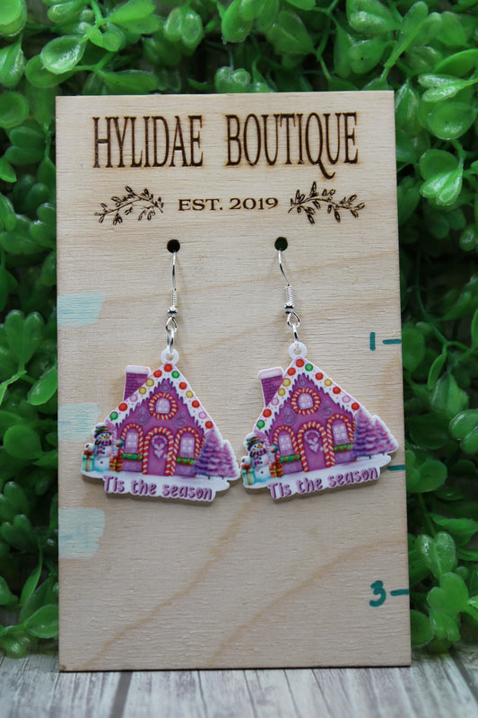 Tis The Season Gingerbread House • Dangle Earrings