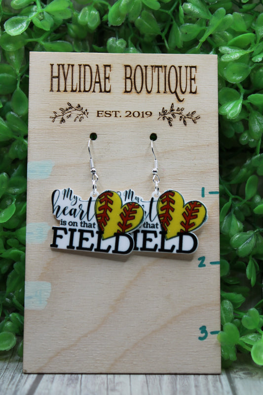 My Heart Is on That Field Softball • Dangle Earrings