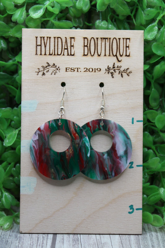 Christmas Shimmer Circle • Dangle Earrings